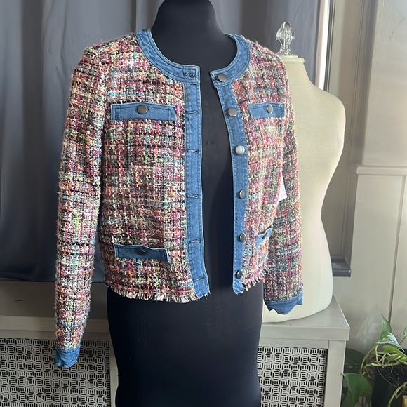 ecru Jackets & Coats Ecru Tweed With Denim Jacket Poshmark